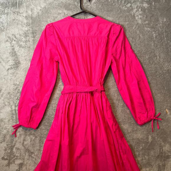 J. Crew Tie-waist V-neck dress Sweet Fuchsia Size XXS A-line Modern Chic New‎ - Picture 7 of 9